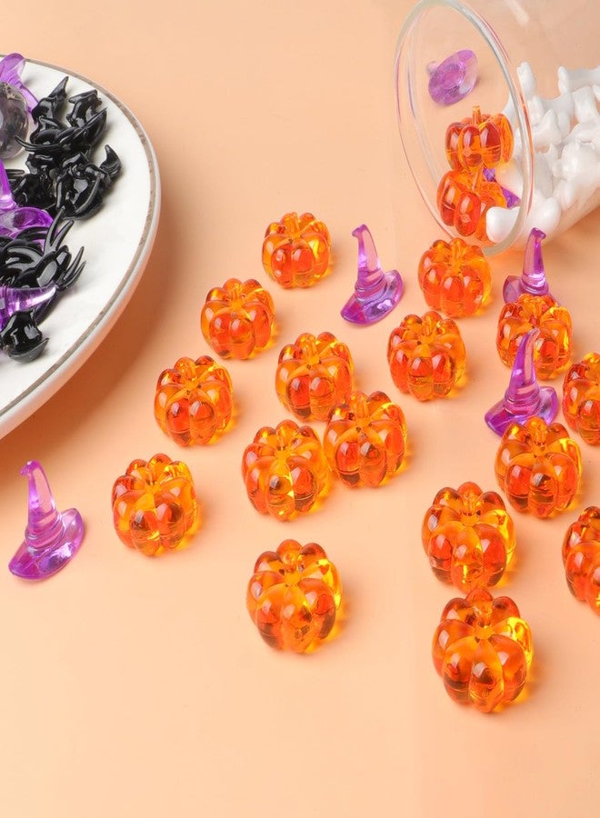 Jangostor 160 PCS Halloween Acrylic Spider Mini Pumpkins Bat Ghost Skull Hat Acrylic Sensory, Halloween Vase Filler Gems for DIY Crafts, Home, Halloween Table Decoration - Image 4